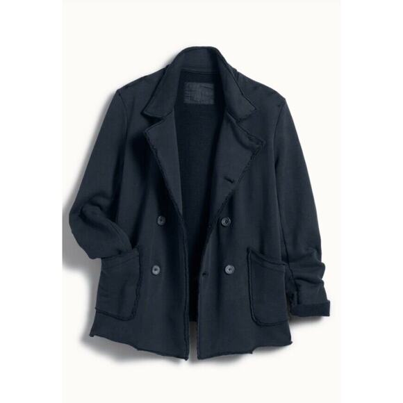 FRANK & EILEEN Sz L Large Navy Blue Belfast Fleece English Peacoat Jacket - Picture 4 of 9